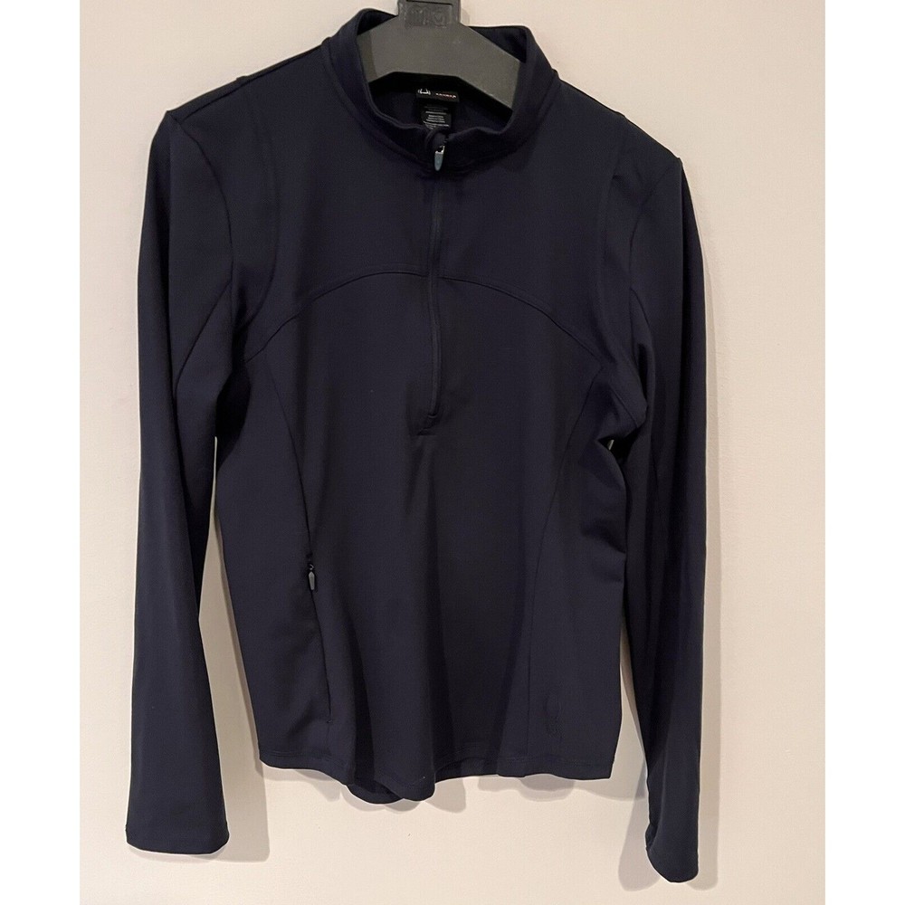 Spyder Women's Half Zip Mock Neck Pullover Black Activewear Top Size L